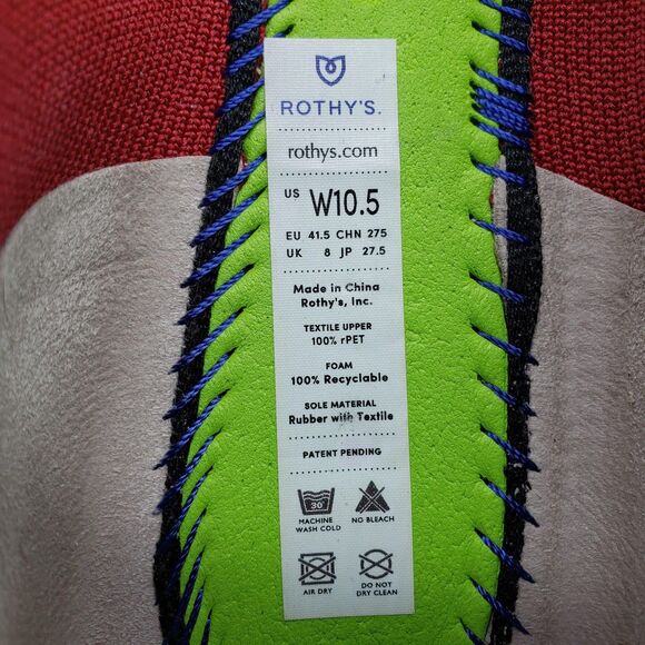 Rothy's Shoes Womens Size 10.5 Red Flat Round Toe Recycled Knit Washable Ballet - Picture 9 of 10